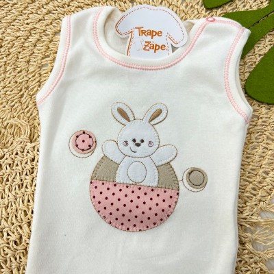 CONJ. DE MALHA 3 PEÇAS - Confete Coelhinha - Off White e Rose CONJ. DE MALHA 3 PEÇAS - Confete Coelhinha - Off White e Rose